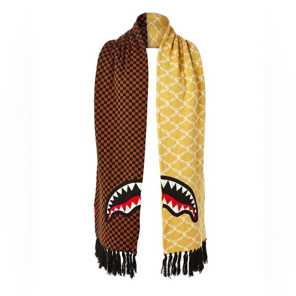 Sprayground Florence vs Paris Scarf Acrylic Brown Tan Unisex New with Tags